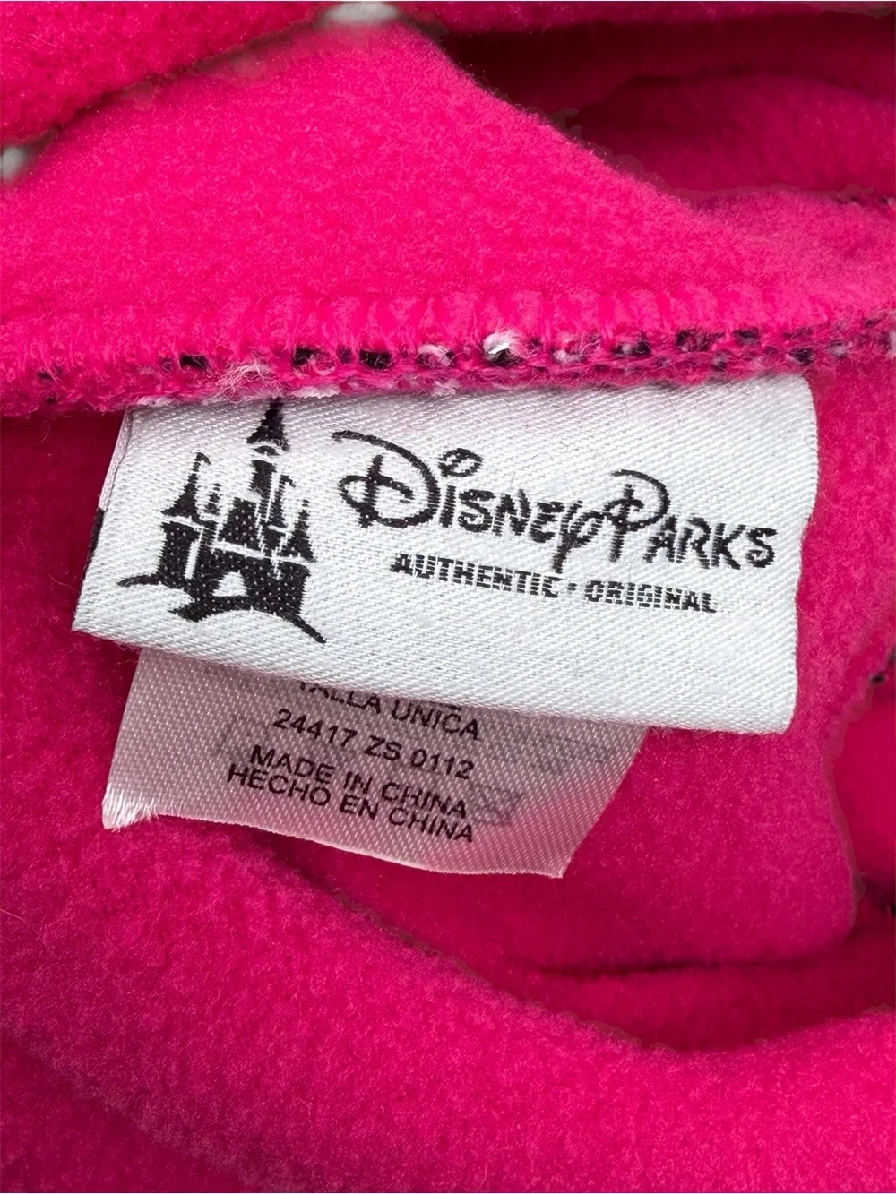 Disney Parks Black & Pink Dangling Pom Pom Beanie W/ear Flaps EUC